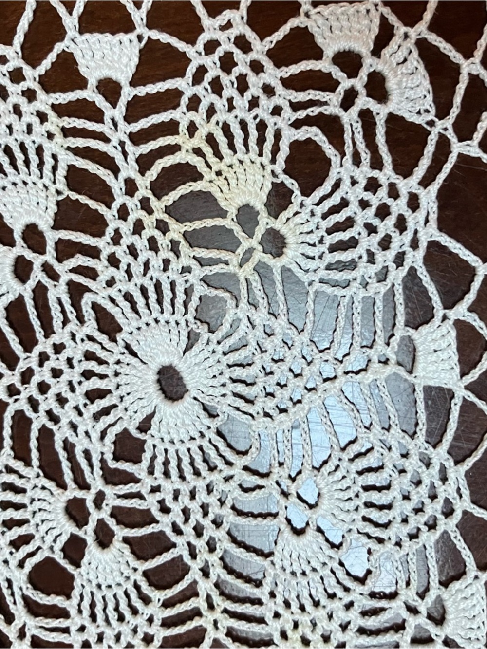 VTG White Crochet Lace Tablecloth Coverlet 48in X 92in Cottagecore Farmhouse - Picture 5 of 10